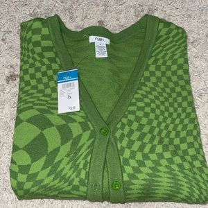 green cardigan